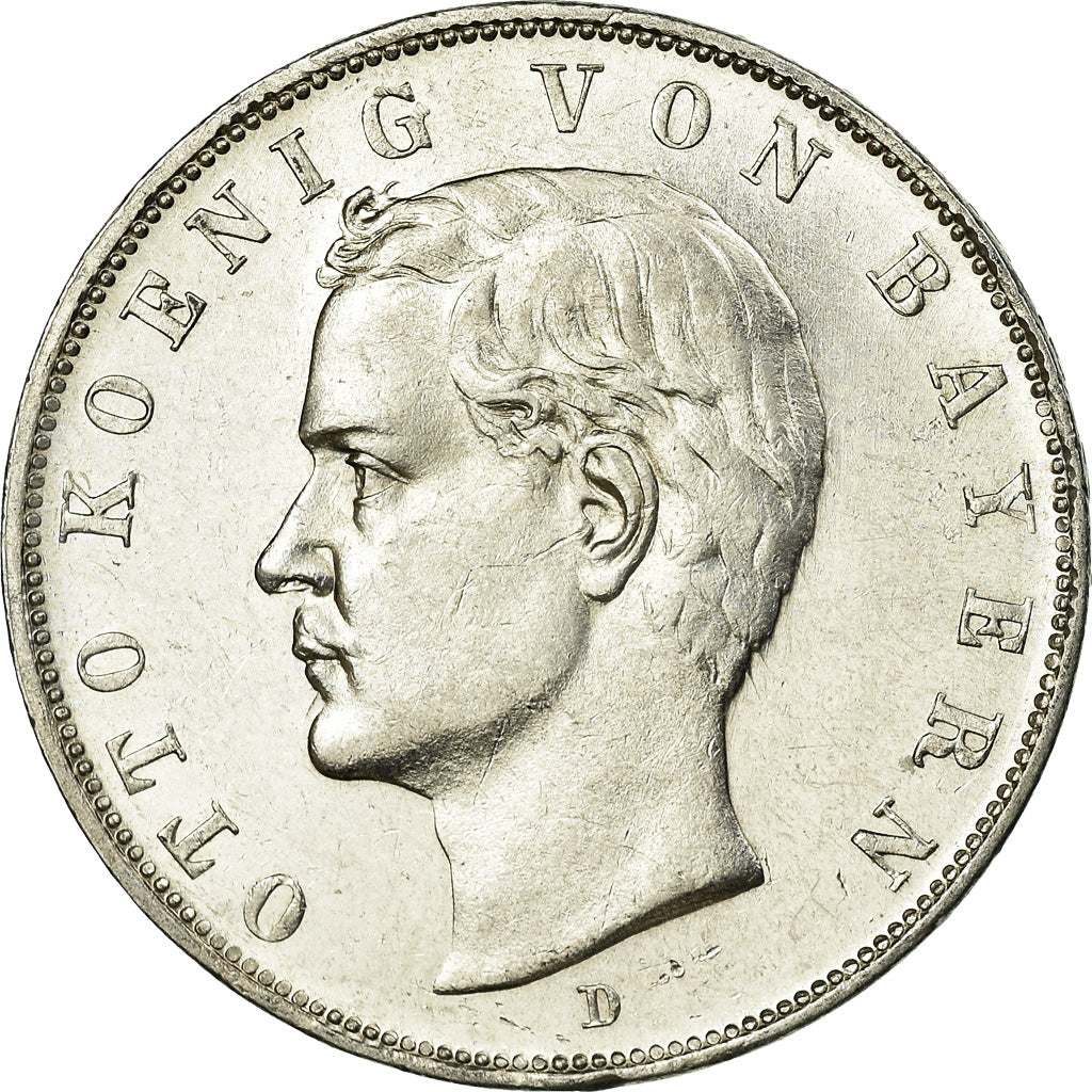 Coin, German States, BAVARIA, Otto, 3 Mark, 1912, Munich, AU(55-58), Silver