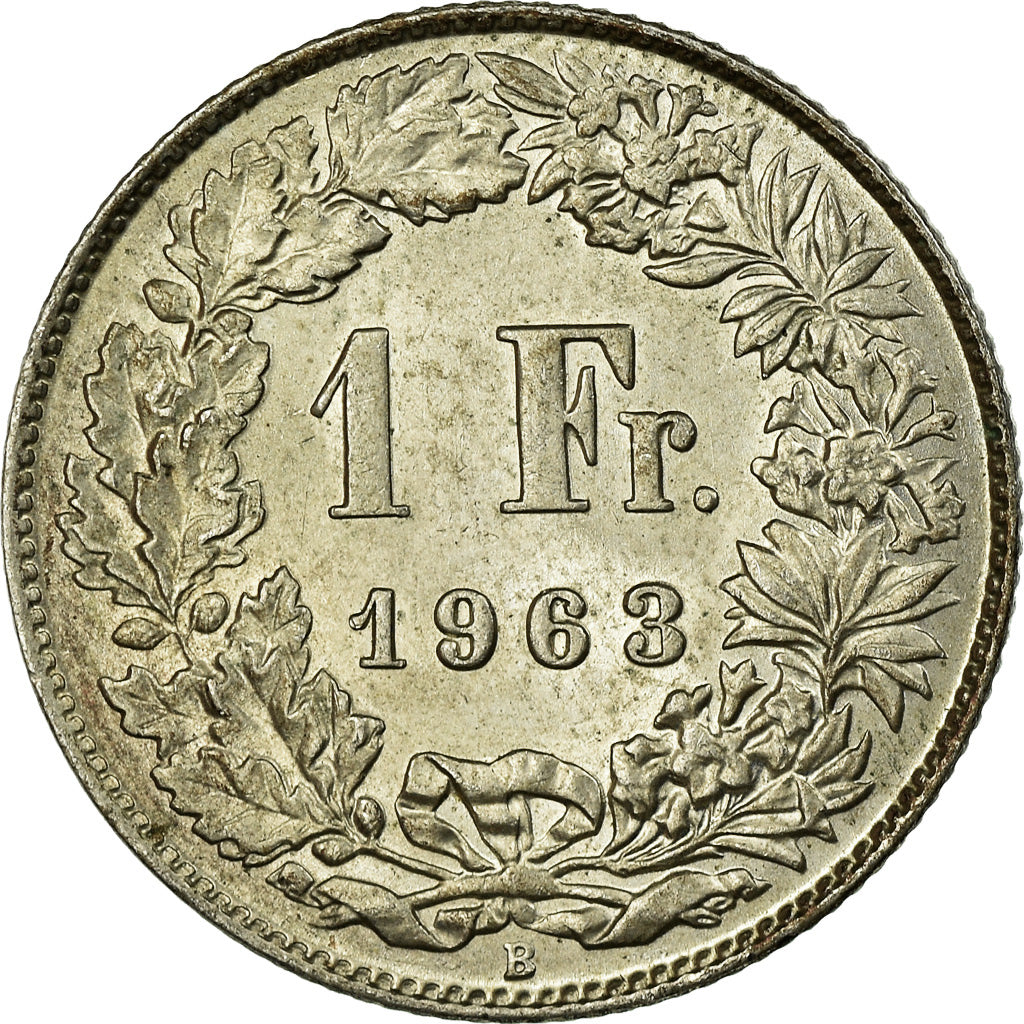 Coin, Switzerland, Franc, 1963, Bern, AU(55-58), Silver, KM:24