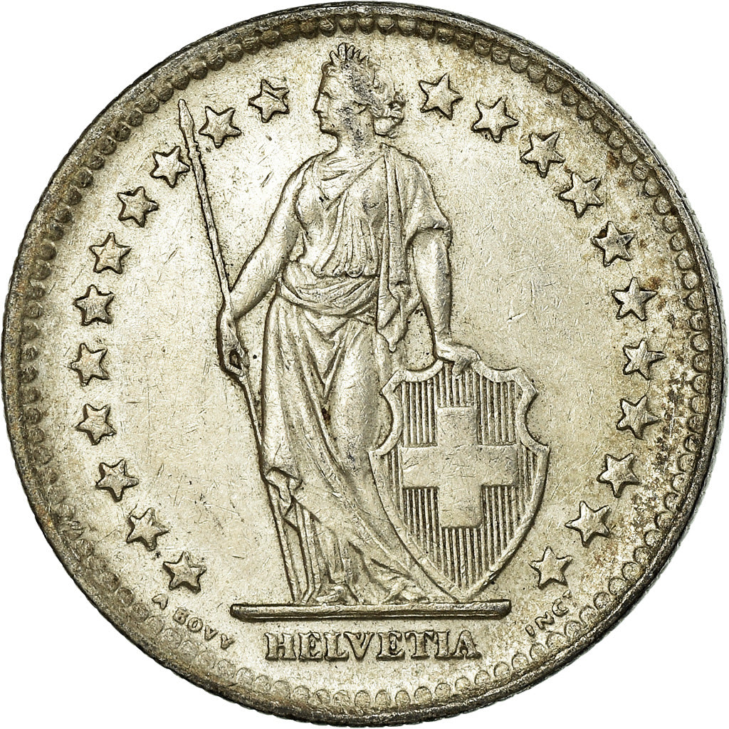 Coin, Switzerland, 2 Francs, 1948, Bern, AU(55-58), Silver, KM:21