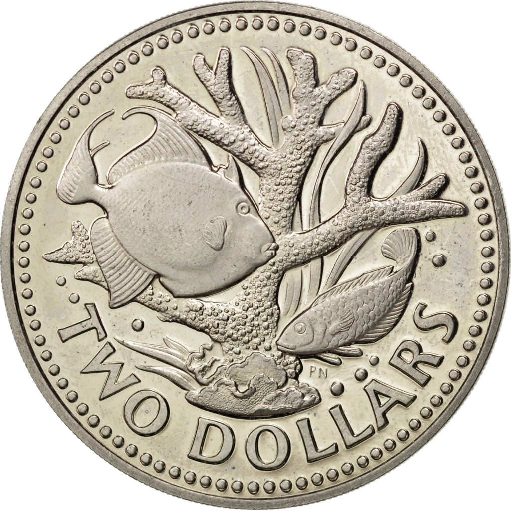 BARBADOS, 2 Dollars, 1977, Franklin Mint, KM #15, MS(60-62), Copper-Nickel, 37,.