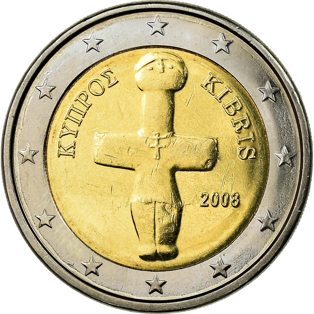 Cyprus, 2 Euro, 2008, MS(63), Bi-Metallic, KM:85