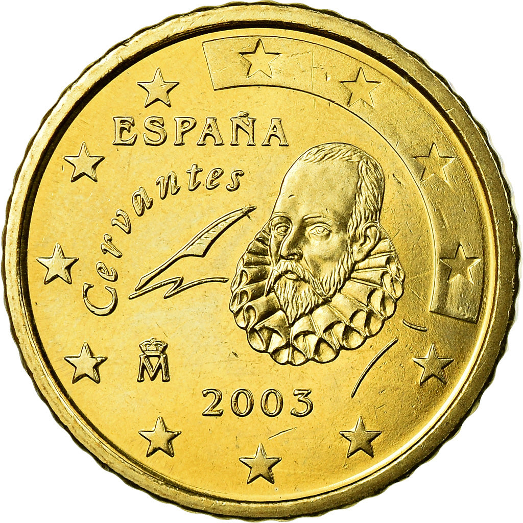 Spagna, 50 Euro Cent, 2003, SPL, Ottone, KM:1045