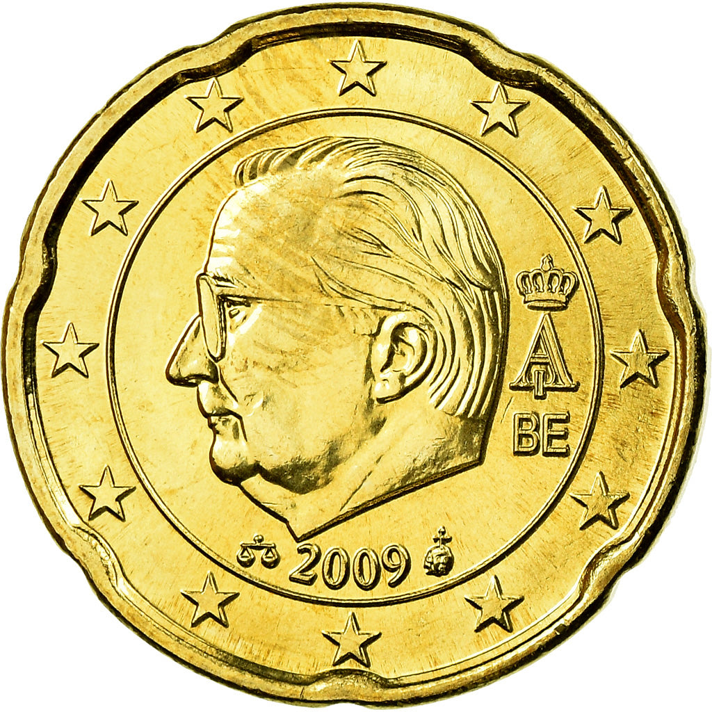 Belgio, 20 Euro Cent, 2009, SPL, Ottone, KM:278