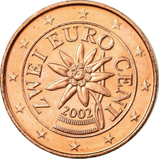 Österreich, 2 Euro Cent, 2002, UNZ, Copper Plated Steel, KM:3083