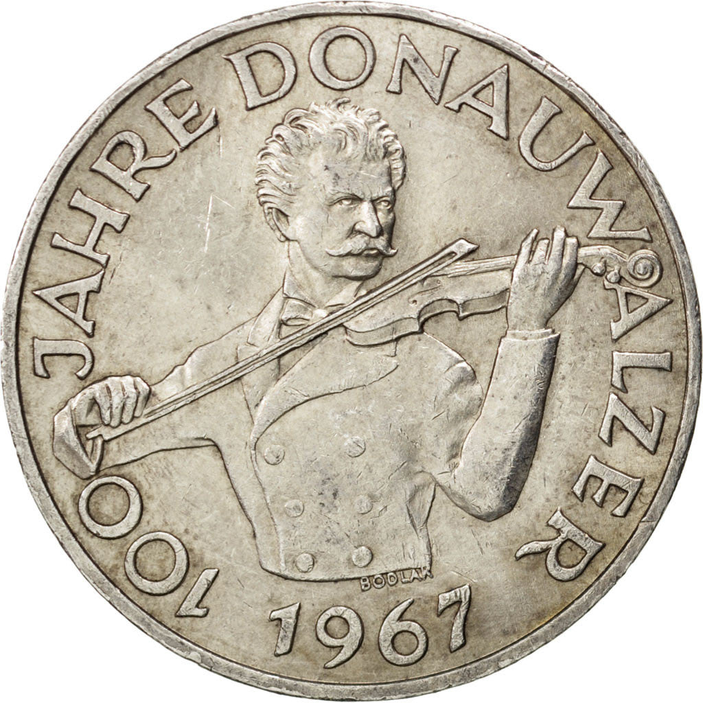 AUSTRIA, 50 Schilling, 1967, KM #2902, AU(50-53), Silver, 34, 19.94