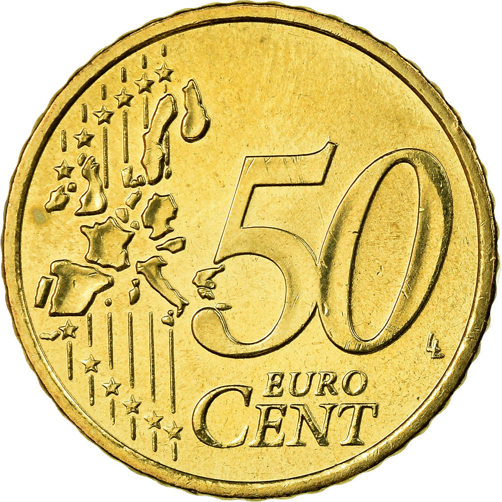 REPUBBLICA D’IRLANDA, 50 Euro Cent, 2002, SPL, Ottone, KM:37