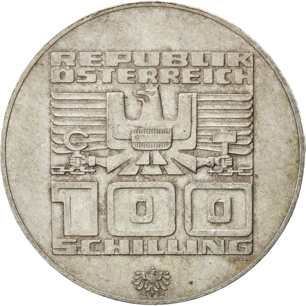 AUSTRIA, 100 Schilling, 1976, KM #2929, AU(50-53), Silver, 36, 23.92