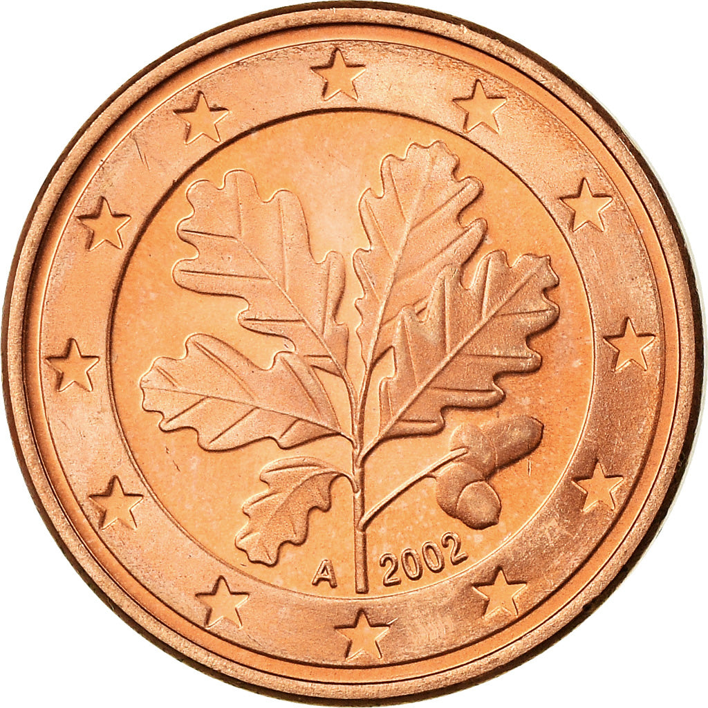 GERMANY - FEDERAL REPUBLIC, 5 Euro Cent, 2002, MS(63), Copper Plated Steel