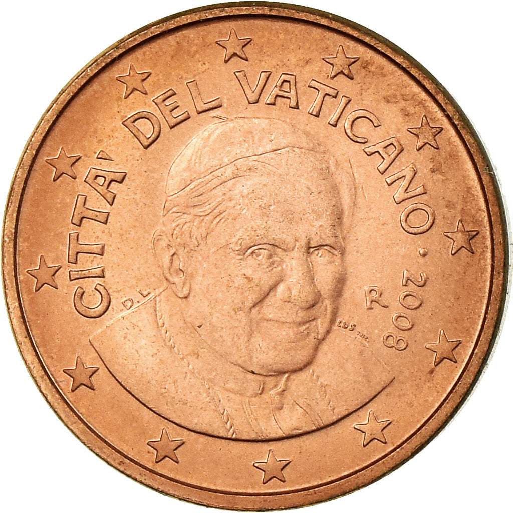 VATICAN CITY, Euro Cent, 2008, MS(63), Copper Plated Steel, KM:375