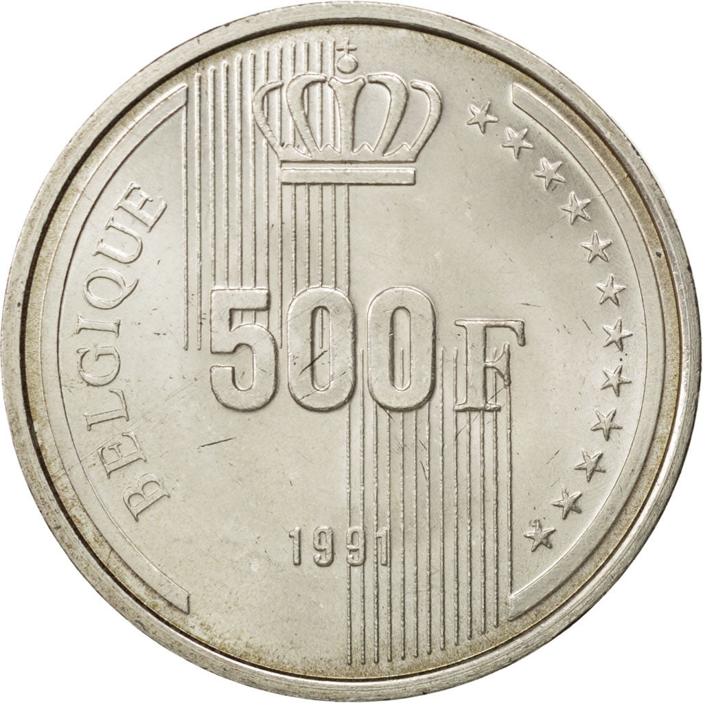 Belgio, 500 Francs, 500 Frank, 1991, SPL-, Argento, KM:197