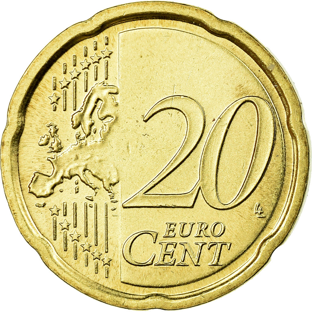 VATICAN CITY, 20 Euro Cent, 2008, MS(63), Brass, KM:386