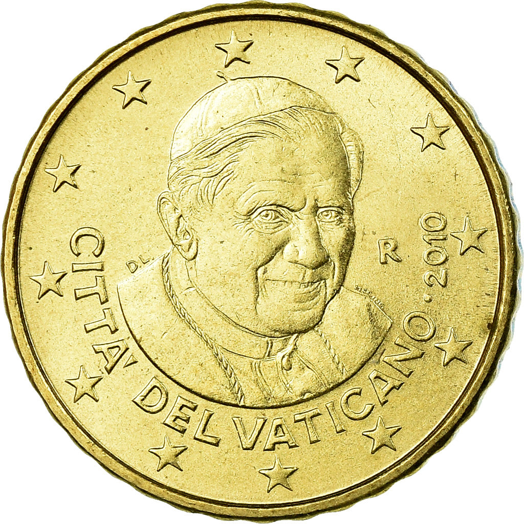 CIDADE DO VATICANO, 10 Euro Cent, 2010, MS(63), Latão, KM:385
