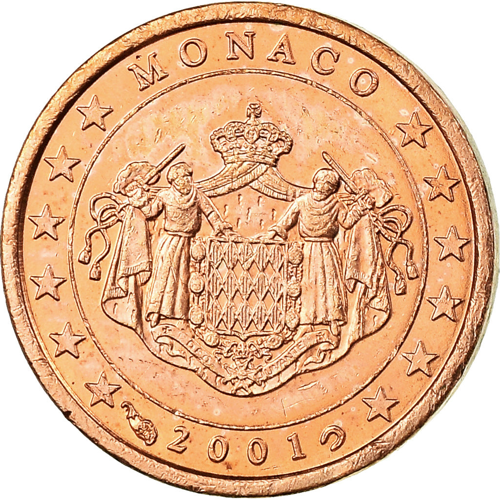Monaco, Euro Cent, 2001, MS(63), Copper Plated Steel, KM:167