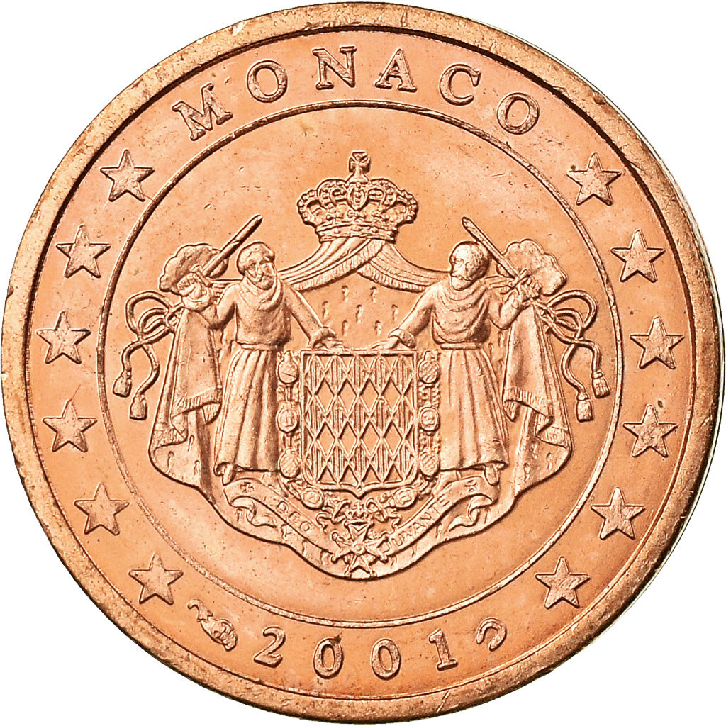 Monaco, 2 Euro Cent, 2001, MS(63), Copper Plated Steel, KM:168