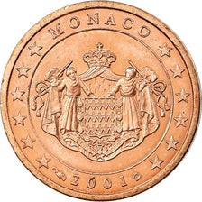 Monaco, 2 Euro Cent, 2001, MS(63), Copper Plated Steel, KM:168