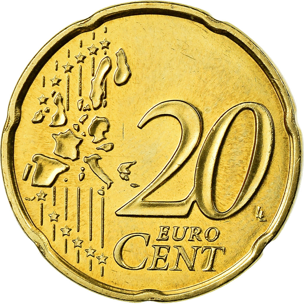 Monaco, 20 Euro Cent, 2002, UNZ, Messing, KM:171