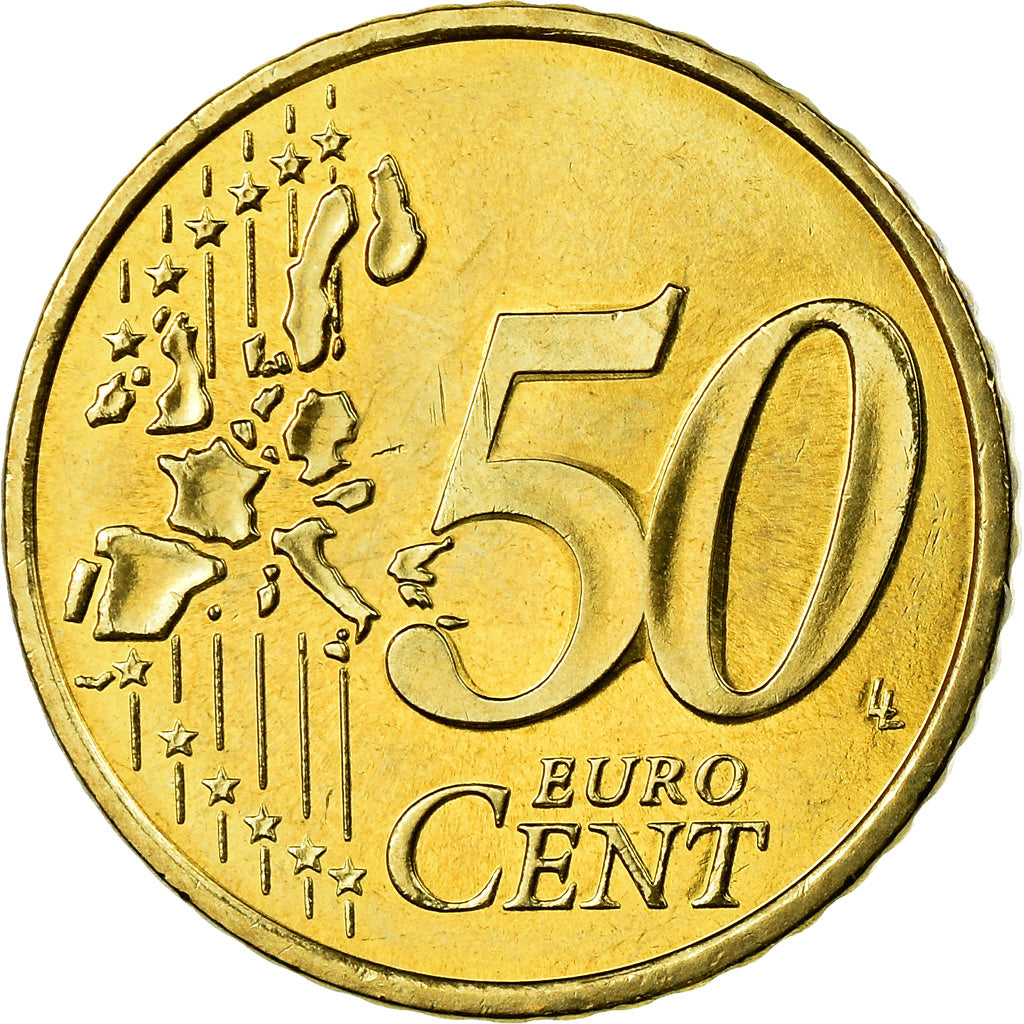 Monaco, 50 Euro Cent, 2002, MS(63), Brass, KM:172