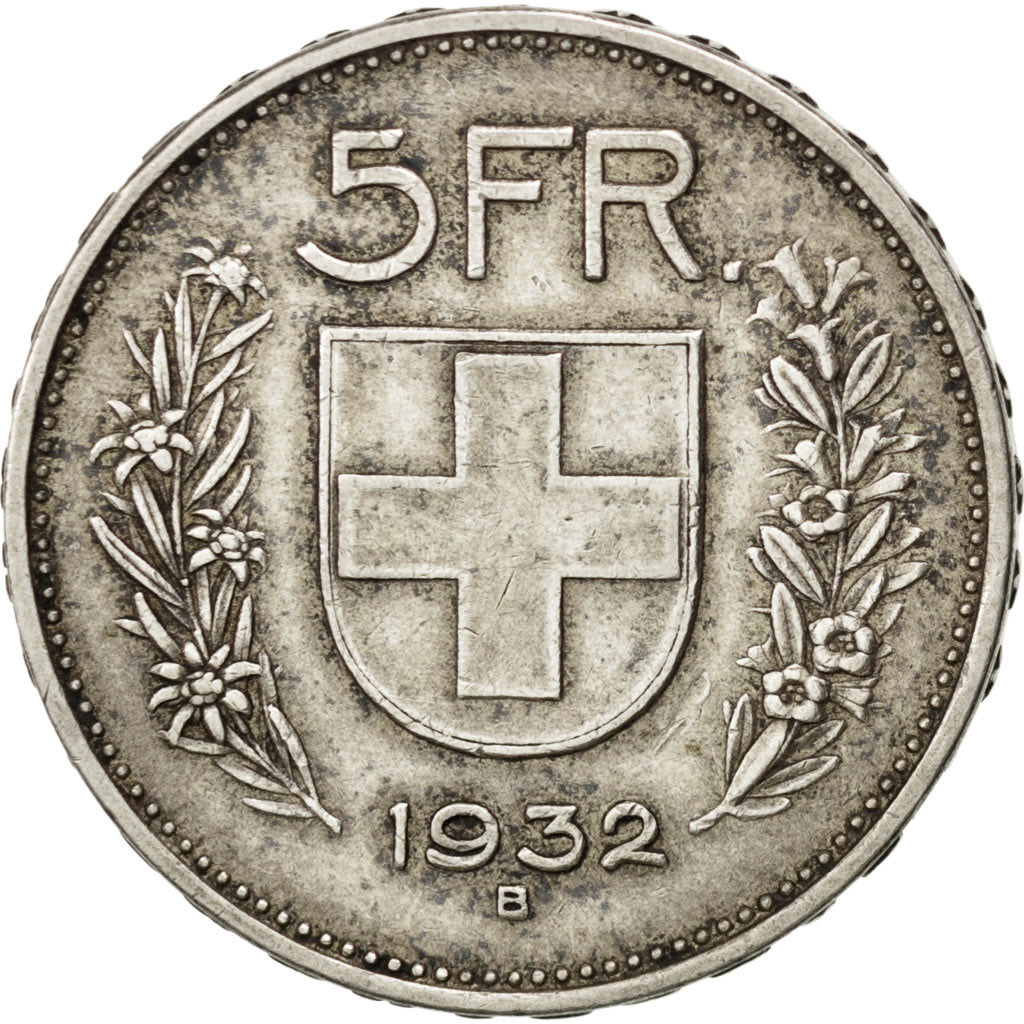 SWITZERLAND, 5 Francs, 1932, Bern, KM #40, EF(40-45), Silver, 31.45, 14.96