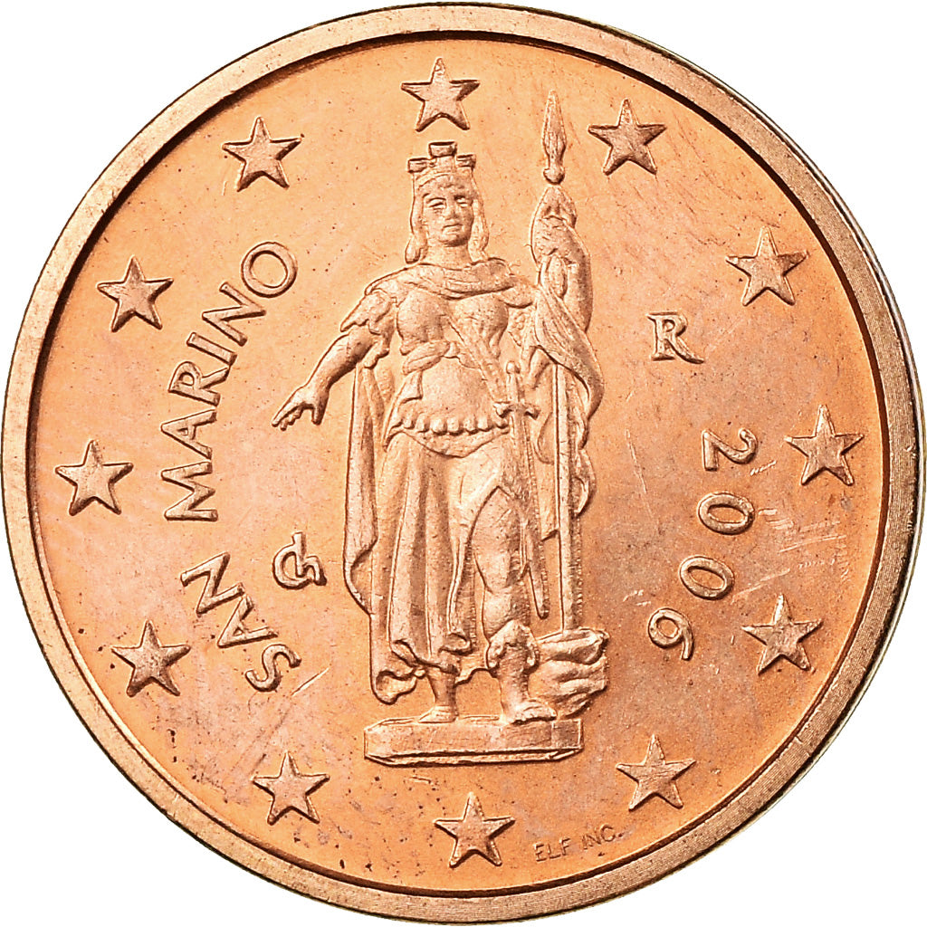 San Marino, 2 Euro Cent, 2006, MS(63), Aço Cromado a Cobre, KM:441
