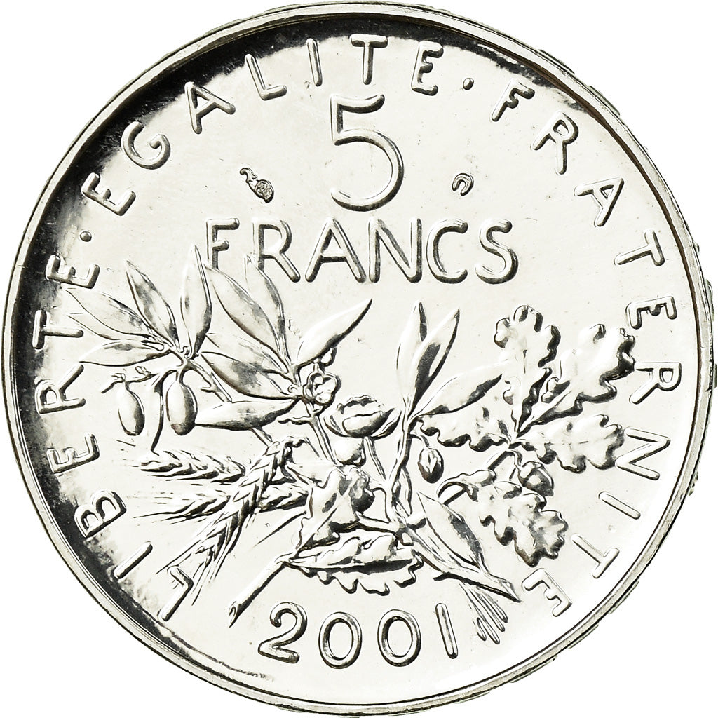 Coin, France, 5 Francs, 2001, Paris, MS(65-70), Silver, KM:1309, Gadoury:771