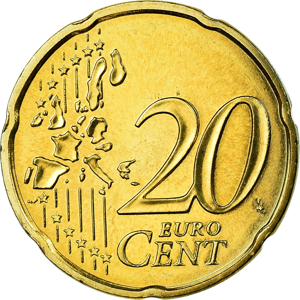 France, 20 Euro Cent, 2003, MS(65-70), Brass, KM:1286