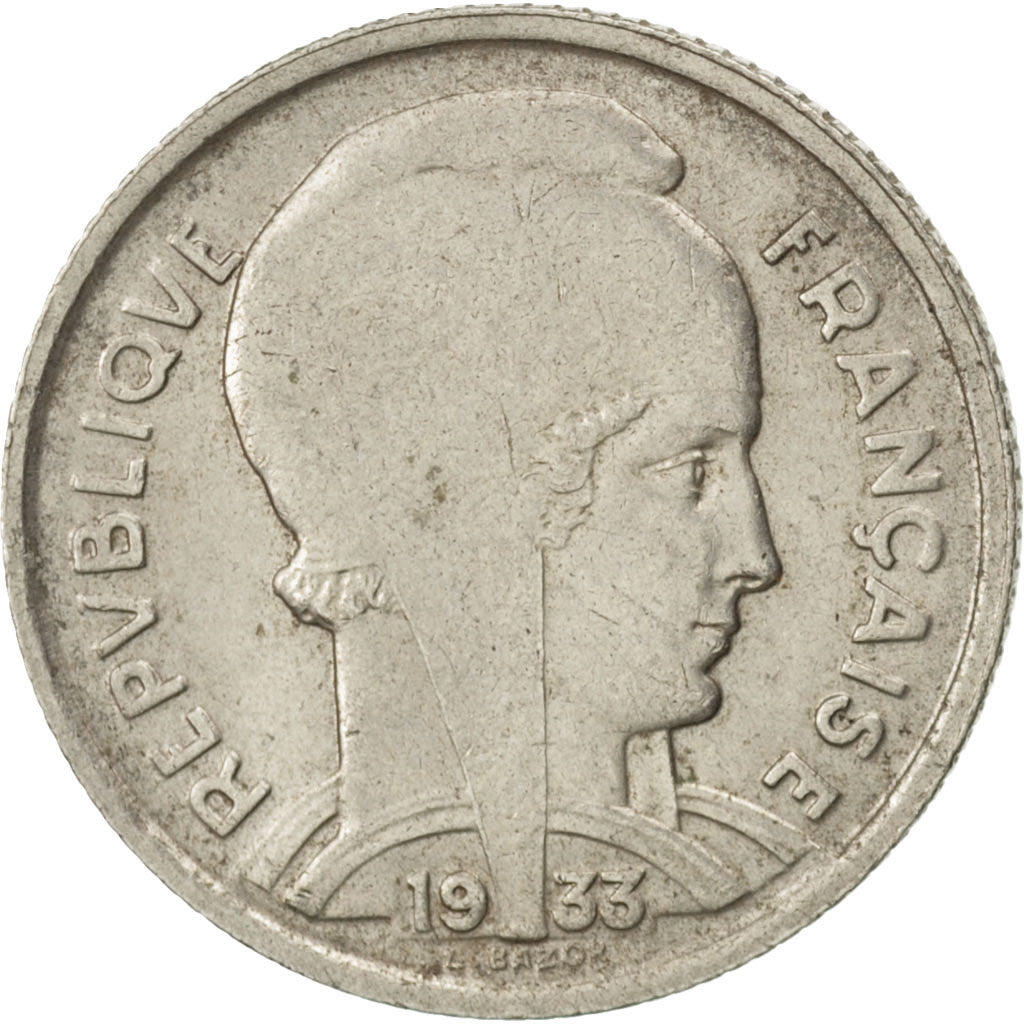 FRANCE, Bazor, 5 Francs, 1933, Paris, KM #887, AU(50-53), Nickel, 23.7, Gadoury.