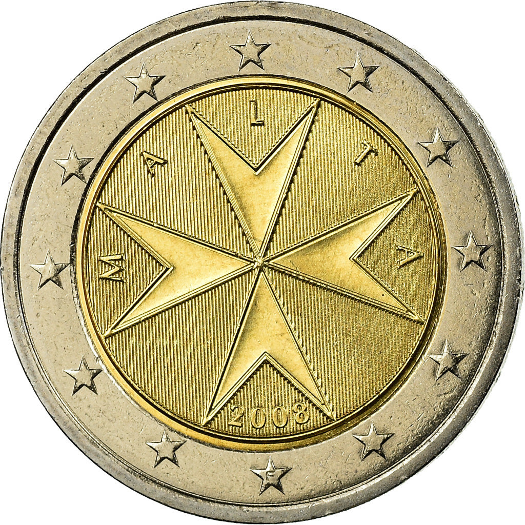 Malta, 2 Euro, 2008, Paris, MS(63), Bimetaliczny, KM:132
