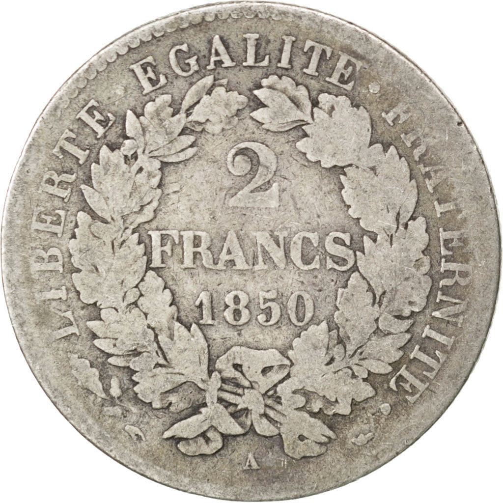 Monnaie, France, Cérès, 2 Francs, 1850, Paris, TB, Argent, KM:760.1