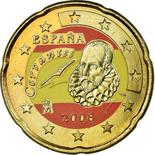 Hiszpania, 20 Euro Cent, 2008, Colorised, MS(63), Mosiądz, KM:1071