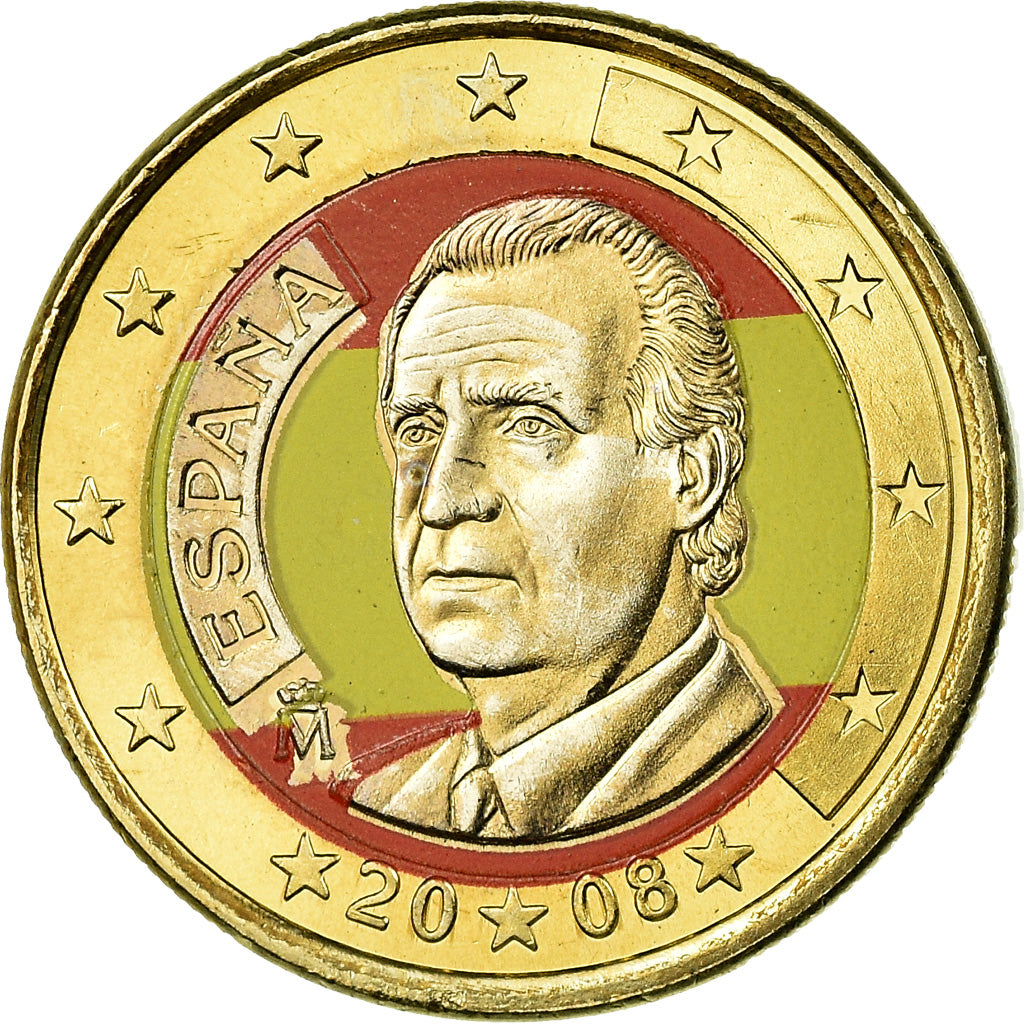 Spagna, Euro, 2008, Colorised, SPL, Bi-metallico, KM:1073