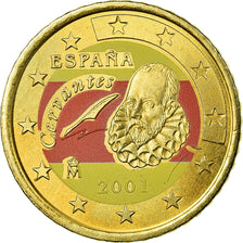 Hiszpania, 50 Euro Cent, 2001, Madrid, Colourized, MS(63), Mosiądz, KM:1045