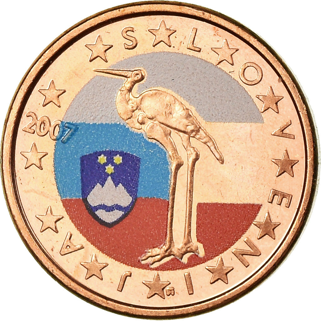 Slovenia, Euro Cent, 2007, Colorised, MS(63), Copper Plated Steel, KM:68