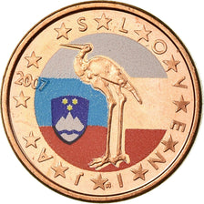 Slovenia, Euro Cent, 2007, Colorised, MS(63), Copper Plated Steel, KM:68