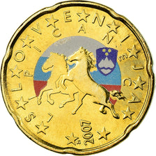 Slovenia, 20 Euro Cent, 2007, Colorised, MS(63), Brass, KM:72