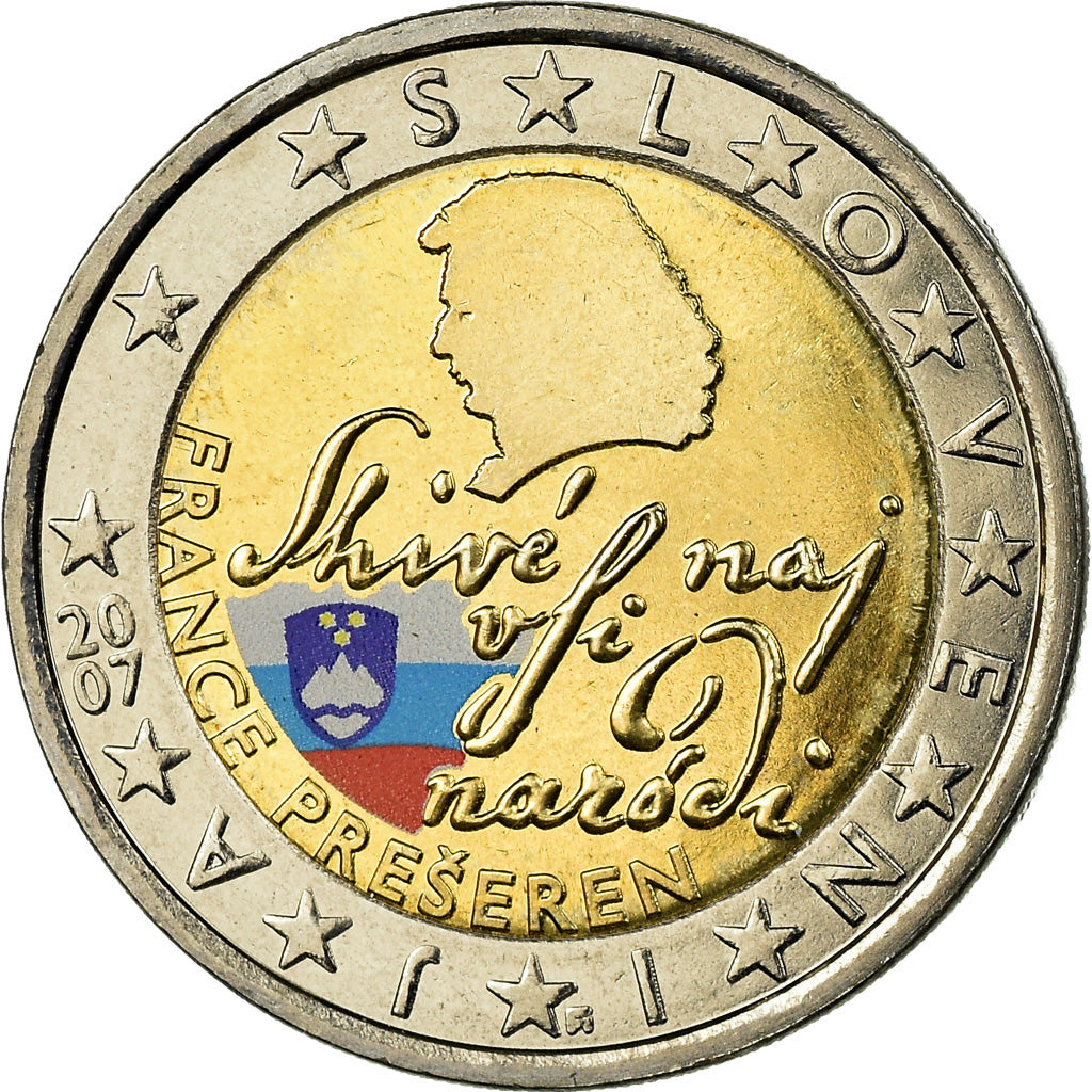 Slovenia, 2 Euro, 2007, Colorised, MS(63), Bi-Metallic, KM:75