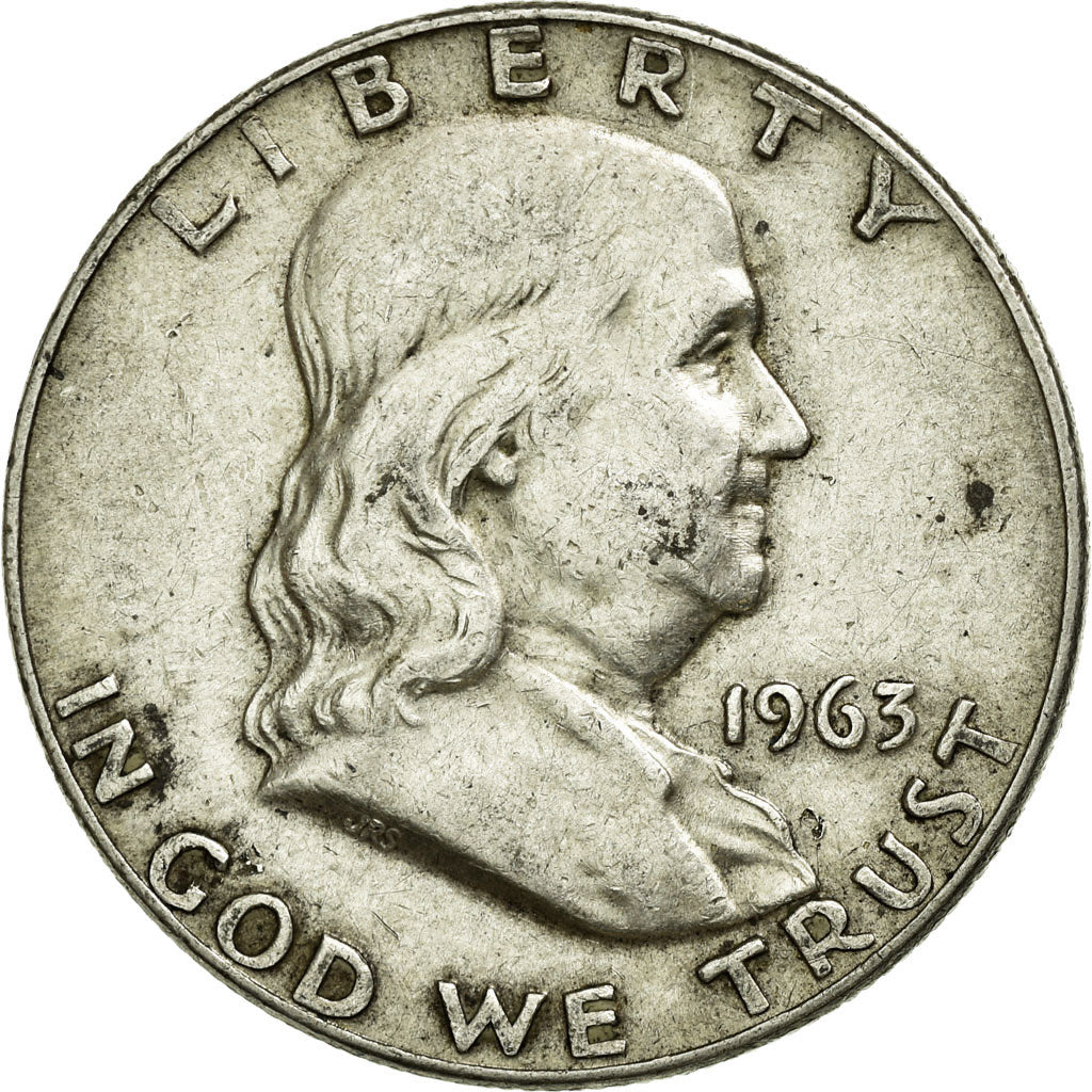 Coin, United States, Franklin Half Dollar, Half Dollar, 1963, U.S. Mint, Denver