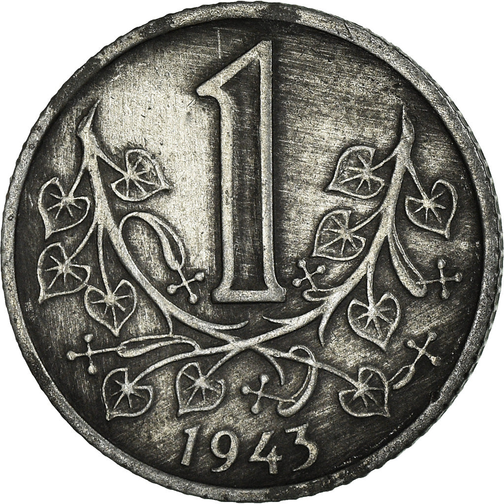 Coin, BOHEMIA & MORAVIA, Koruna, 1943, EF(40-45), Zinc, KM:4