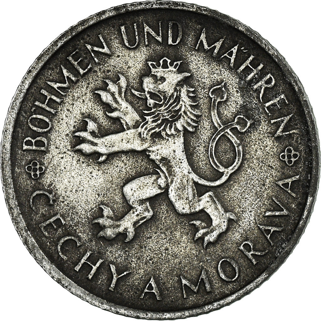 Coin, BOHEMIA & MORAVIA, Koruna, 1944, EF(40-45), Zinc, KM:4