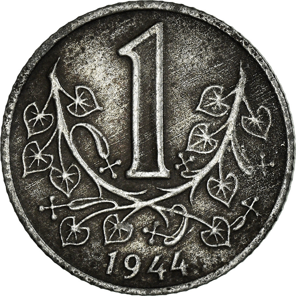 Coin, BOHEMIA & MORAVIA, Koruna, 1944, EF(40-45), Zinc, KM:4