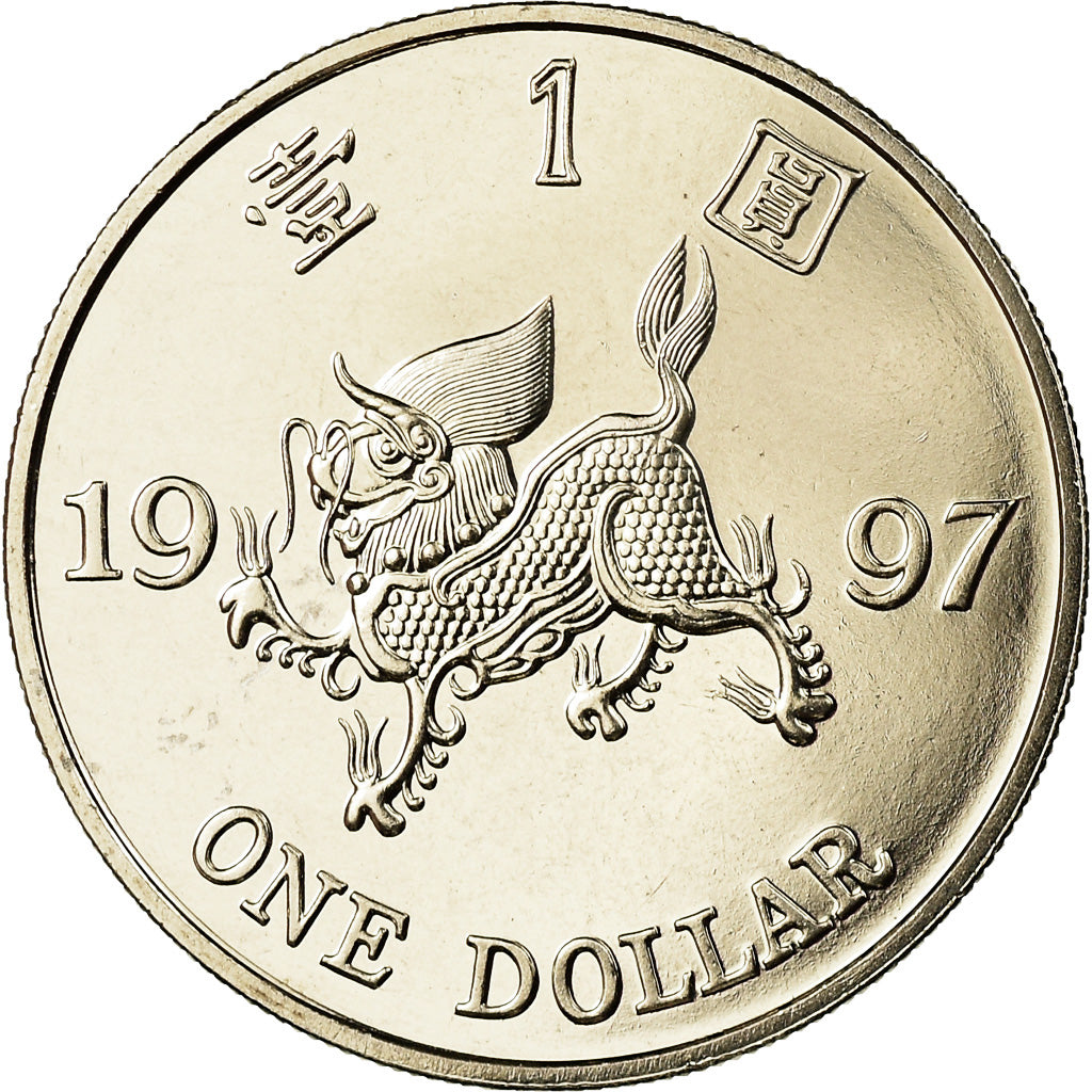 Coin, Hong Kong, Elizabeth II, Dollar, 1997, MS(63), Copper-nickel, KM:69a