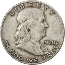 Coin, United States, Franklin Half Dollar, Half Dollar, 1960, U.S. Mint, Denver