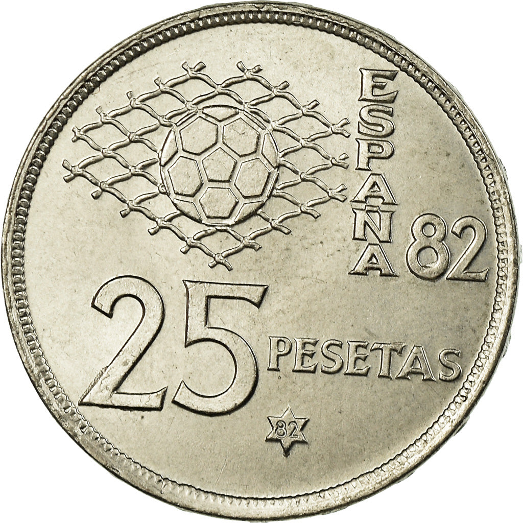 Coin, Spain, Juan Carlos I, 25 Pesetas, 1982, MS(63), Copper-nickel, KM:818