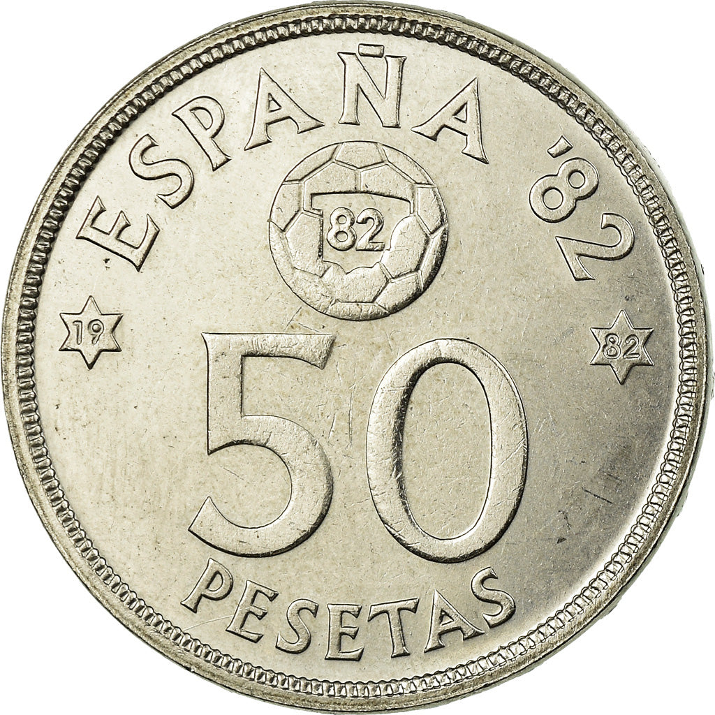 Coin, Spain, Juan Carlos I, 50 Pesetas, 1982, MS(63), Copper-nickel, KM:819