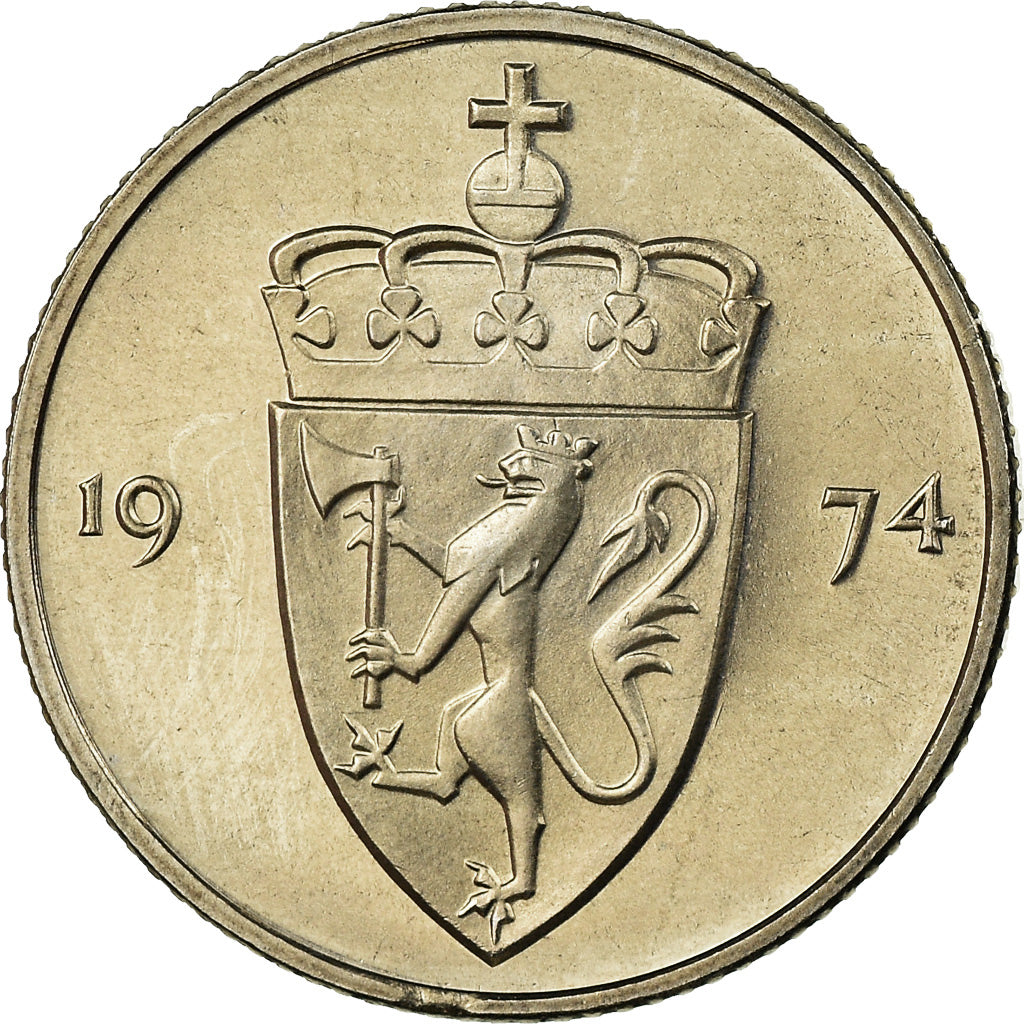 Coin, Norway, Olav V, 50 Öre, 1997, MS(63), Copper-nickel, KM:418