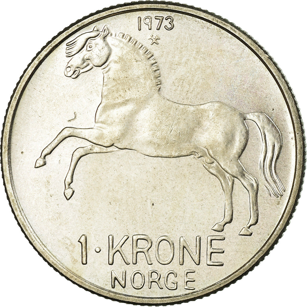 Coin, Norway, Olav V, Krone, 1973, MS(63), Copper-nickel, KM:409