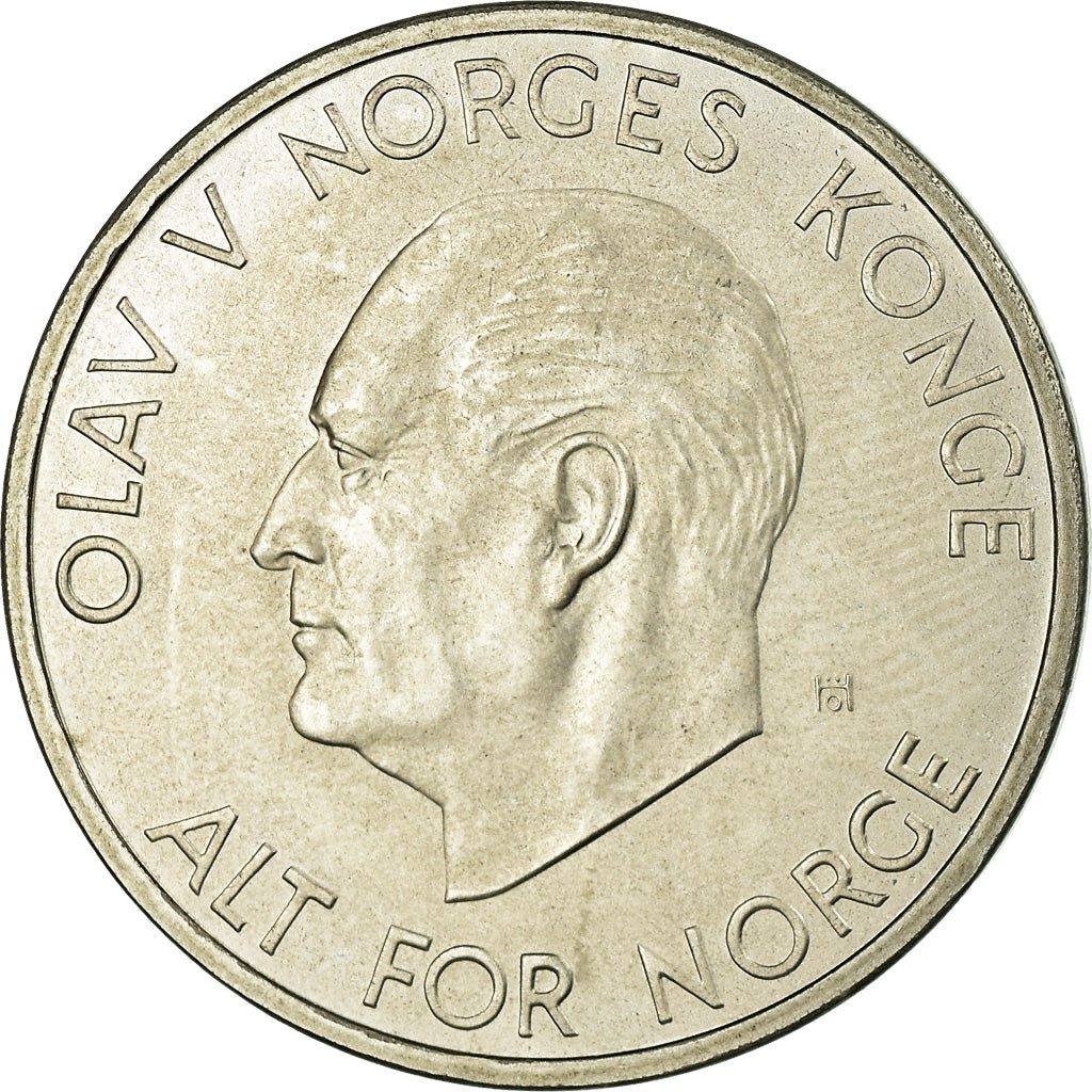 Coin, Norway, Olav V, 5 Kroner, 1973, MS(63), Copper-nickel, KM:412