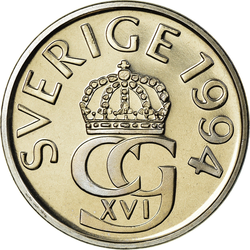 Coin, Sweden, Carl XVI Gustaf, 5 Kronor, 1994, MS(63), Copper-Nickel Clad