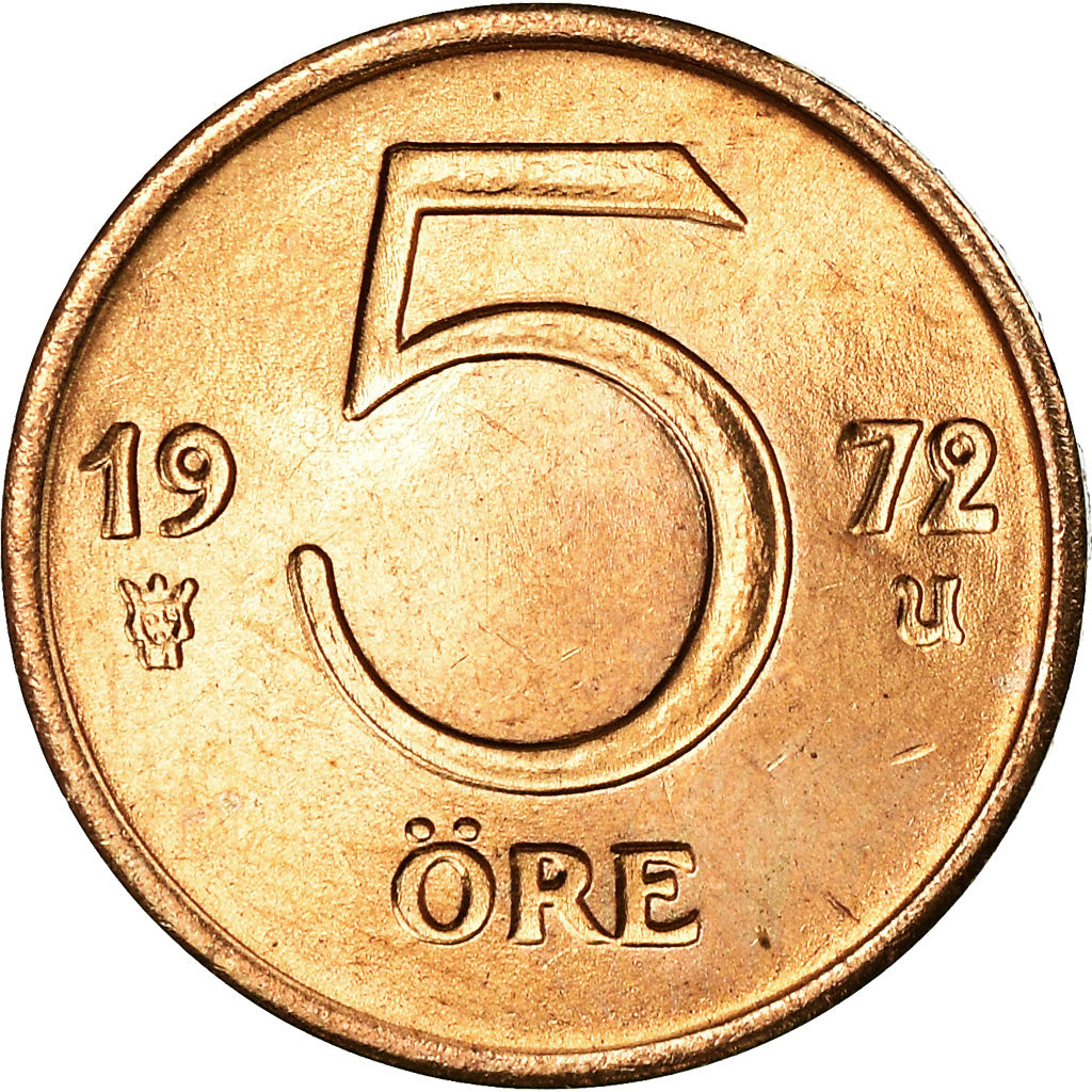 Münze, Schweden, Gustaf VI, 5 Öre, 1972, UNZ, Bronze, KM:845