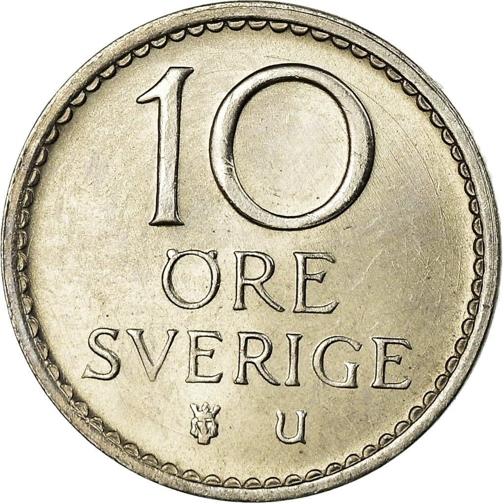 Moneda, Suecia, Gustaf VI, 10 Öre, 1972, SC, Cobre - níquel, KM:835