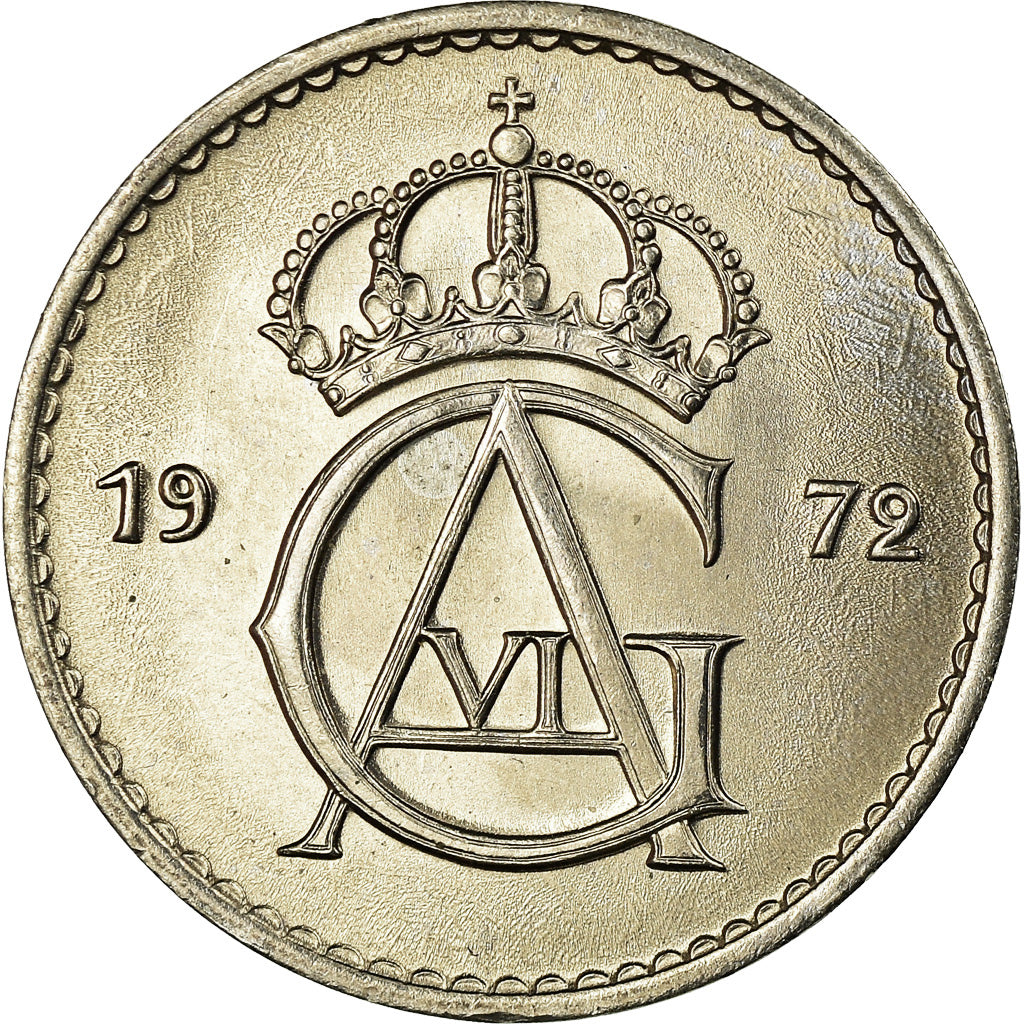Coin, Sweden, Gustaf VI, 50 Öre, 1972, MS(63), Copper-nickel, KM:837